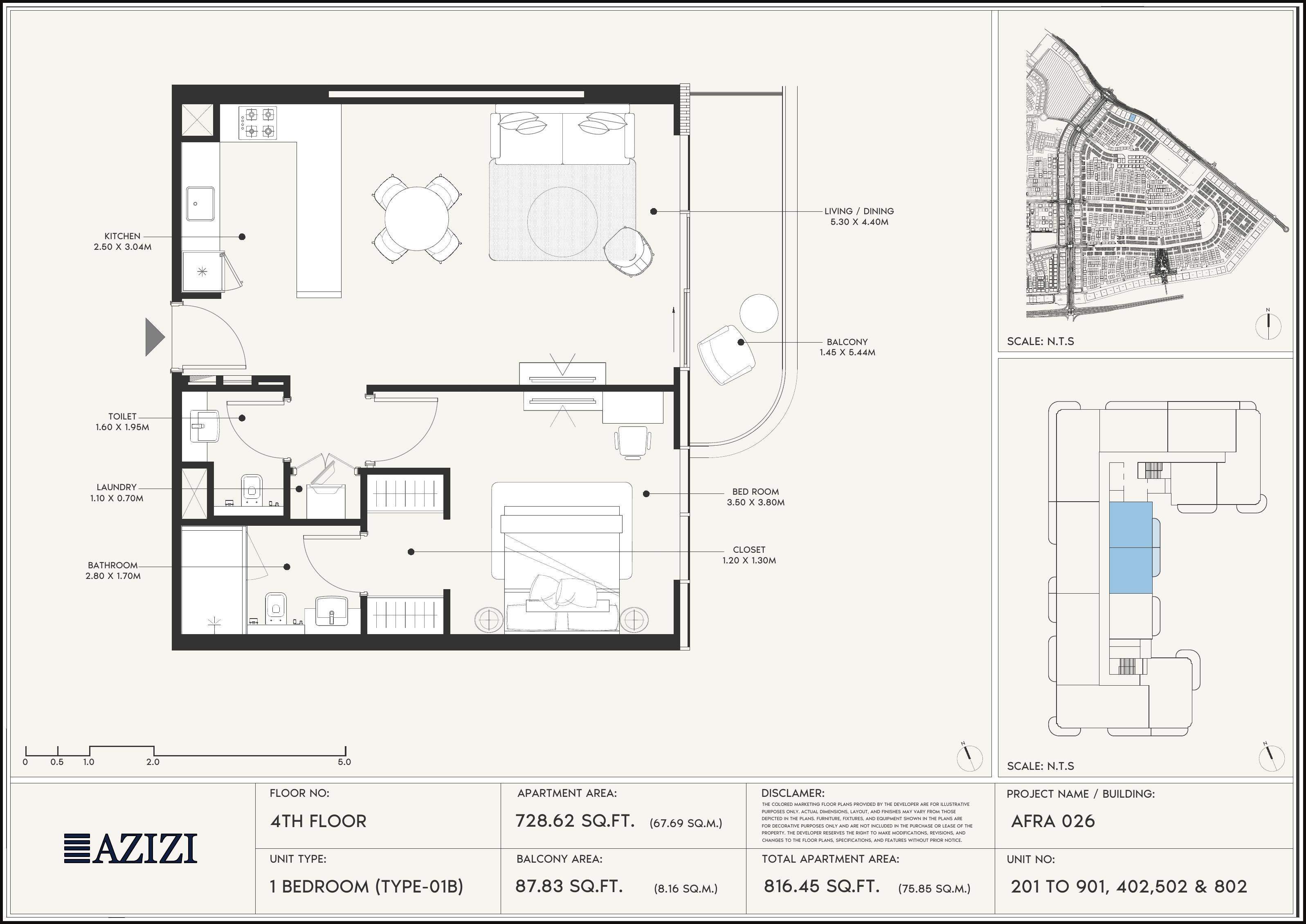Azizi Amir — 1 Bedroom Floor Plan