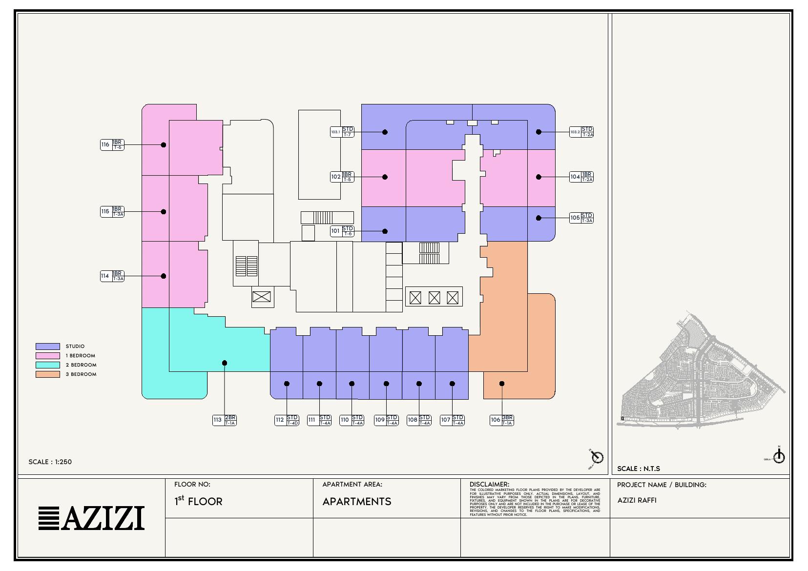 Azizi Raffi — 1 Bedroom Floor Plan